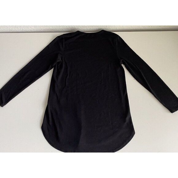 Joan Vass Tunic T-Shirt Black Long Sleeve Scoop Neck Pullover Women’s Size L - Picture 8 of 9